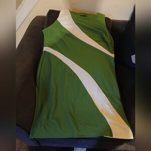 Ashley Stewart Green & Cream Sleeveless Sheath Dress Sz 24W (072225E)
